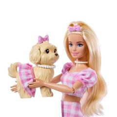 Barbie Uyumlu Dostlar Sarı Saçlı Bebek ve Köpekçiği JFP36