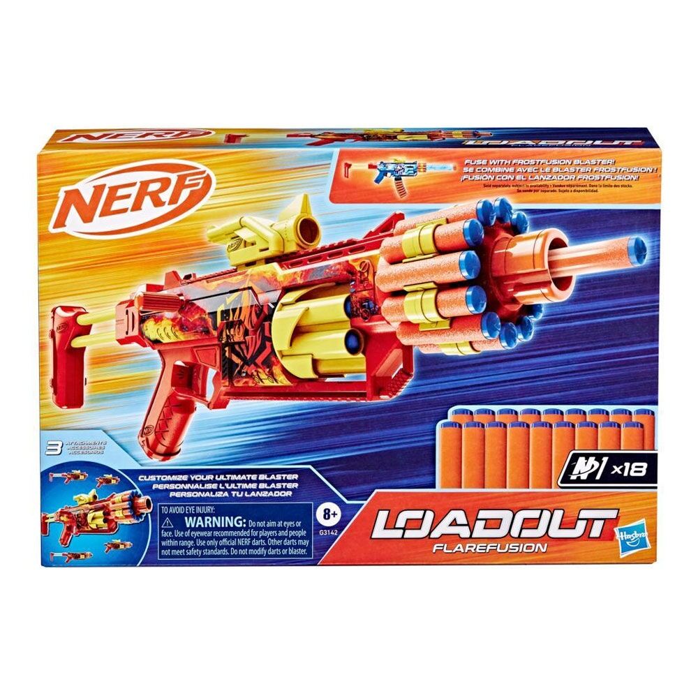 Nerf Loadout FlareFusion 18 Mermili Sünger Dart Atan Silah G3142