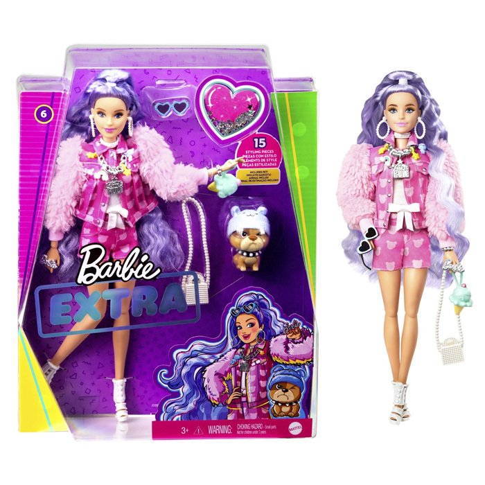 Barbie Extra Mor Saçlı Bebek GXF08