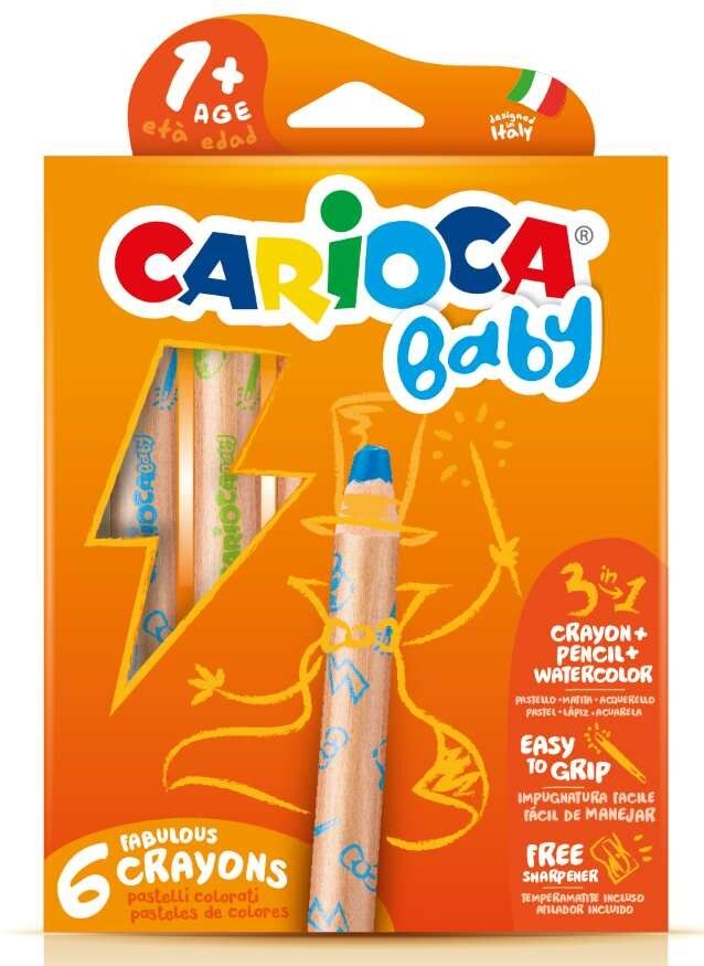 Carioca Baby Jumbo Ahşap Gövdeli 3in1 Boya Kalemi 6’lı 42817