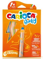 Carioca Baby Jumbo Ahşap Gövdeli 3in1 Boya Kalemi 6’lı 42817