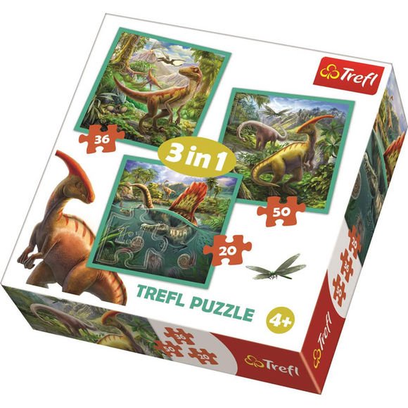 Trefl Puzzle 3in1 20+36+50 Parça The Extraordinary World Of Dinosaur