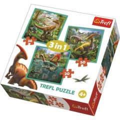 Trefl Puzzle 3in1 20+36+50 Parça The Extraordinary World Of Dinosaur