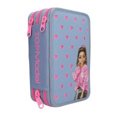 TOP Model 3 Katlı İçi Dolu Kalem Çantası Silicone Pins 413478