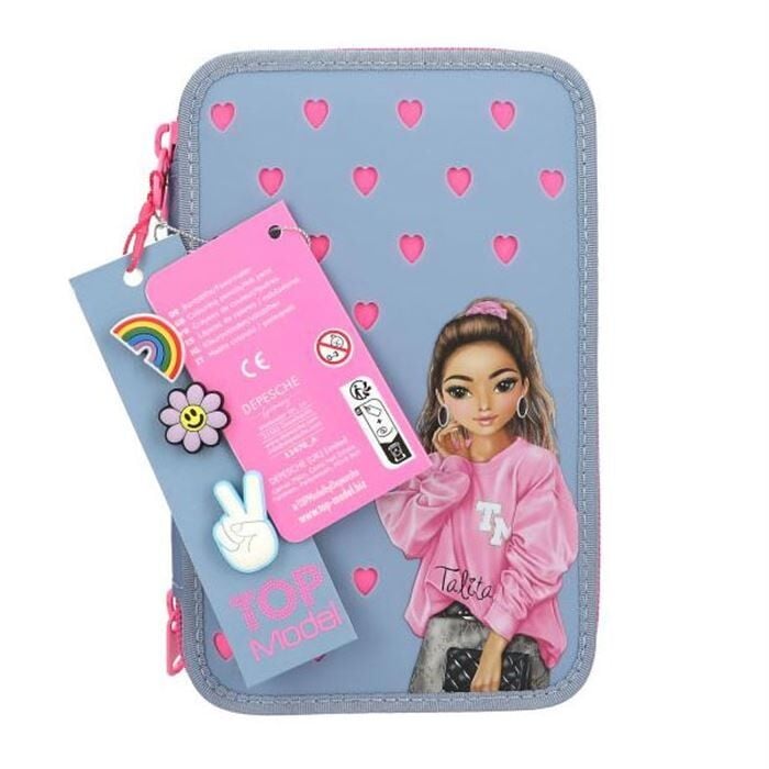 TOP Model 3 Katlı İçi Dolu Kalem Çantası Silicone Pins 413478