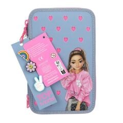 TOP Model 3 Katlı İçi Dolu Kalem Çantası Silicone Pins 413478