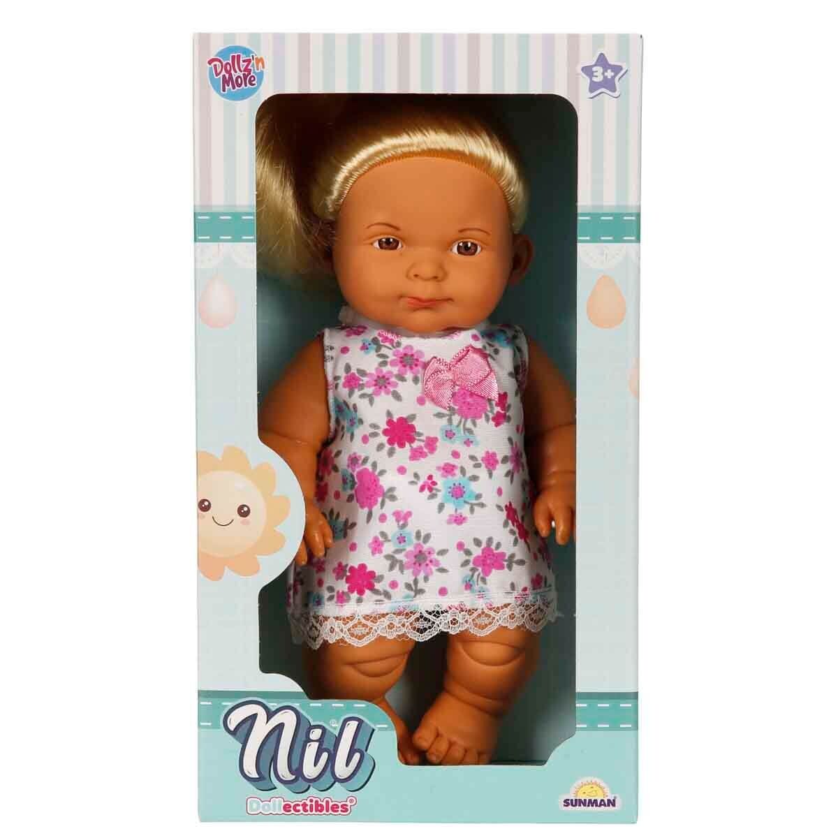 Sunman Nil Bebek Sarışın Çiçekli Elbise Tebessüm Eden 23 cm