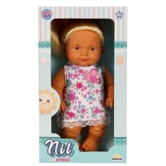 Sunman Nil Bebek Sarışın Çiçekli Elbise Tebessüm Eden 23 cm