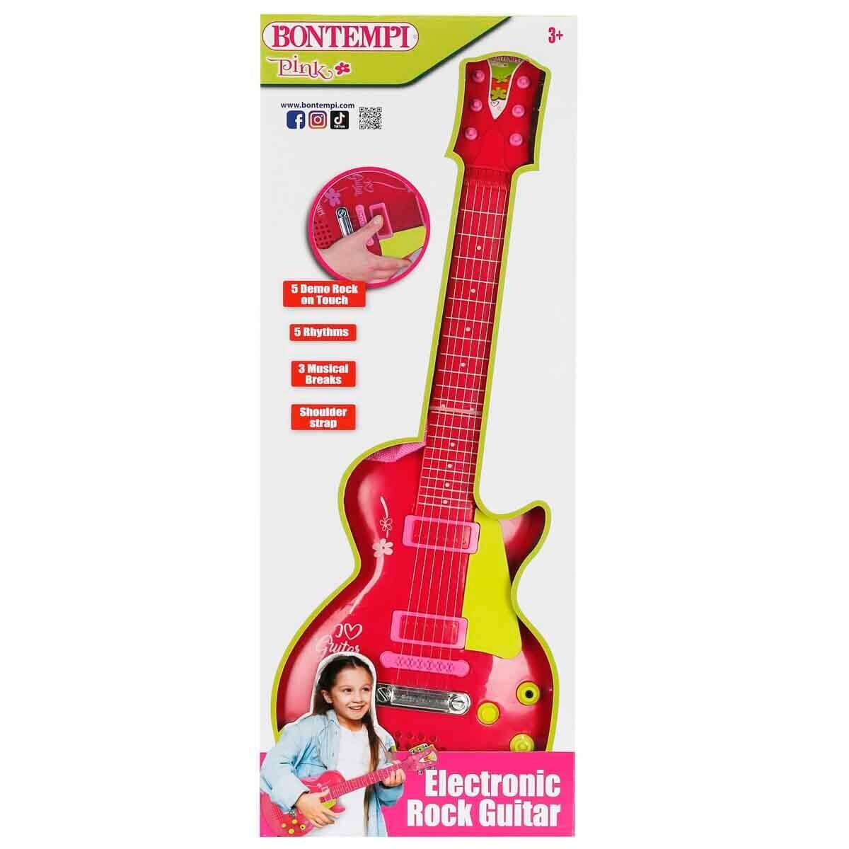 Sunman Oyuncak Bontempi Pembe Elektronik Çocuk Rock Gitarı 53 cm.