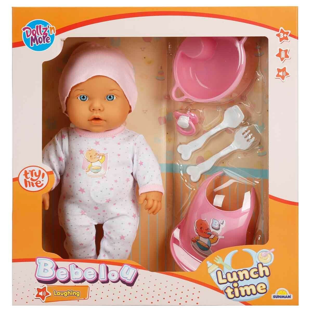 Sunman Oyuncak Bebelou Yemek Zamanı Sesli Bebek Seti 35 cm