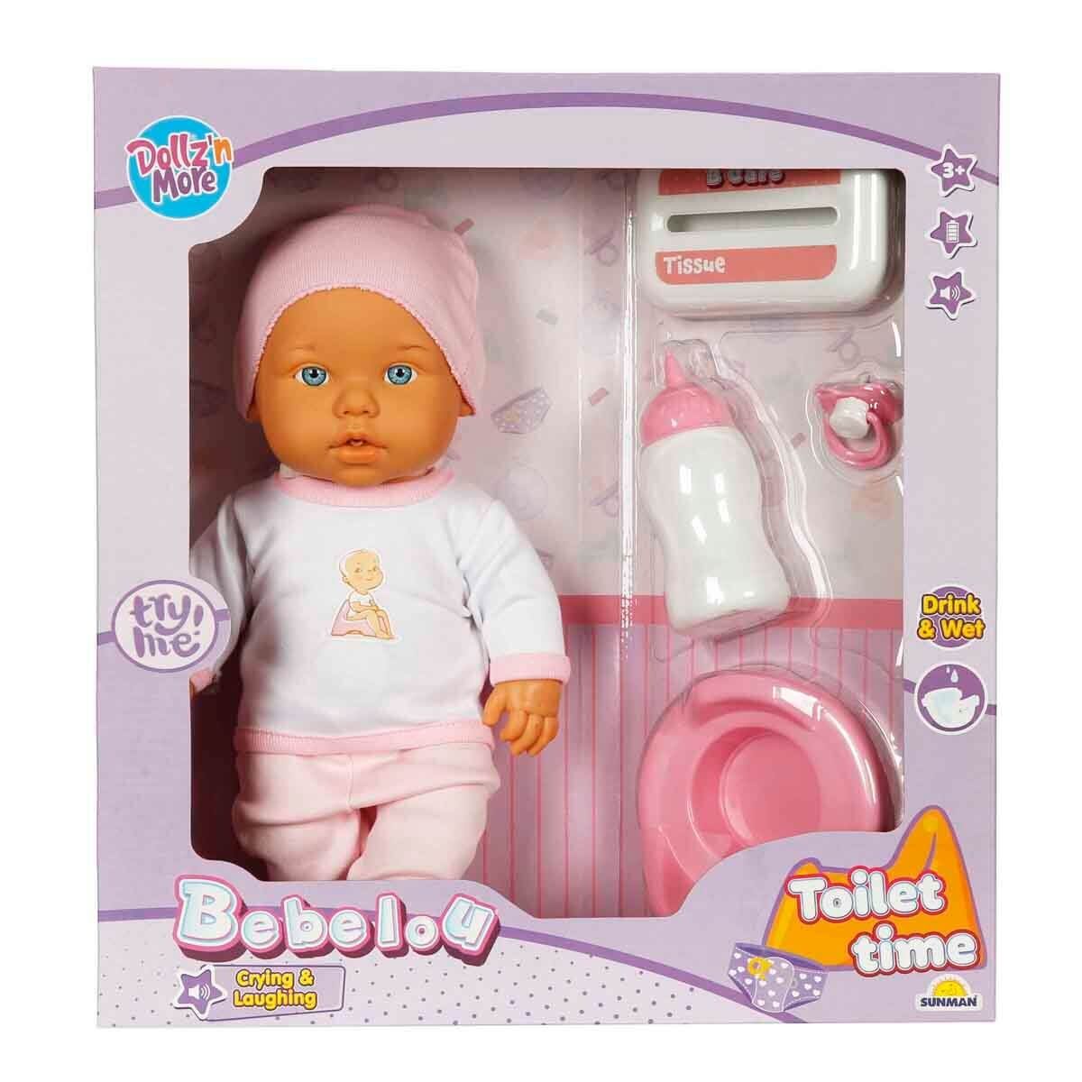 Sunman Oyuncak Sesli Bebelou Tuvalet Zamanı Bebek Seti 32 cm.