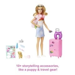 Barbie Seyahatte Bebeği ve Aksesuarları HJY18
