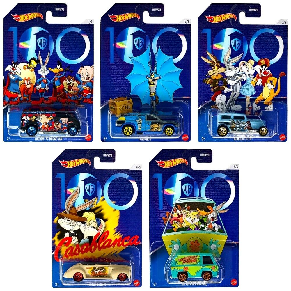 Hot Wheels Warner Bros 100. Yıl Temalı Arabalar HMV73 5'li Set