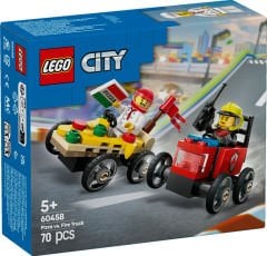 LEGO City Pizza Arabası İtfaiye Kamyonuna Karşı Yarış Arabası Paketi Yarış Seti 60458