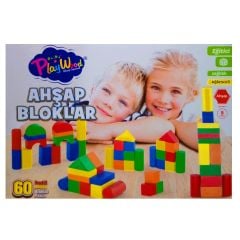 PLAY WOOD AHŞAP BLOKLAR RENKLİ 60 PARÇA