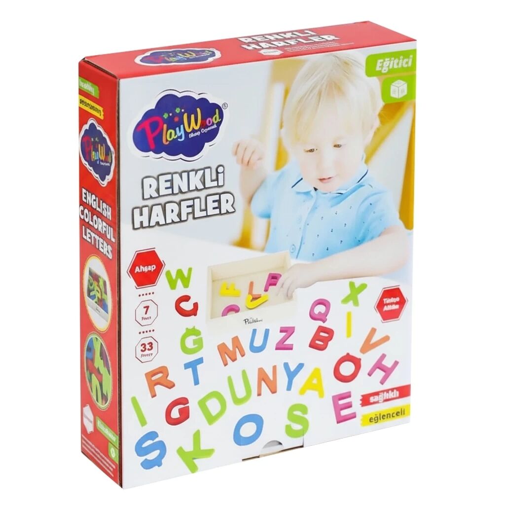PLAY WOOD AHŞAP RENKLİ HARFLER 33 PARÇA