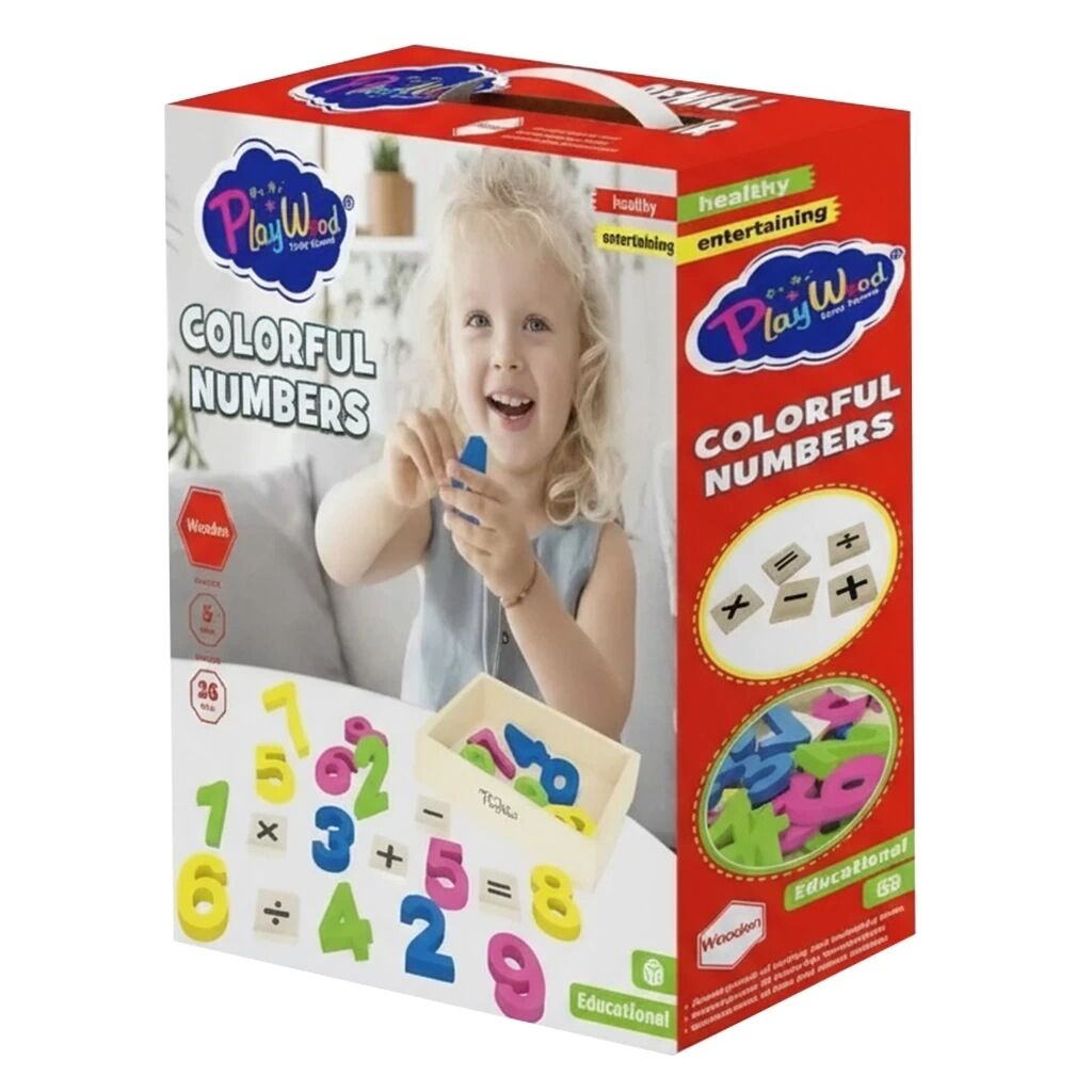 PLAY WOOD AHŞAP BLOKLAR RENKLİ RAKAMLAR 26 PARÇA