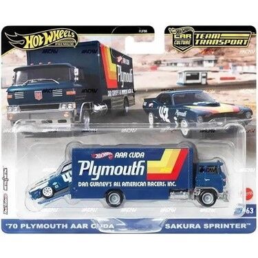 Hot Wheels Premium Team Transport '70 Plymouth AAR Cuda with Sakura Sprinter HRV38