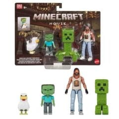 Minecraft Movie Garrett Creeper Zombie & Chicken Exclusive Action Figüre 4-Pack JGG68