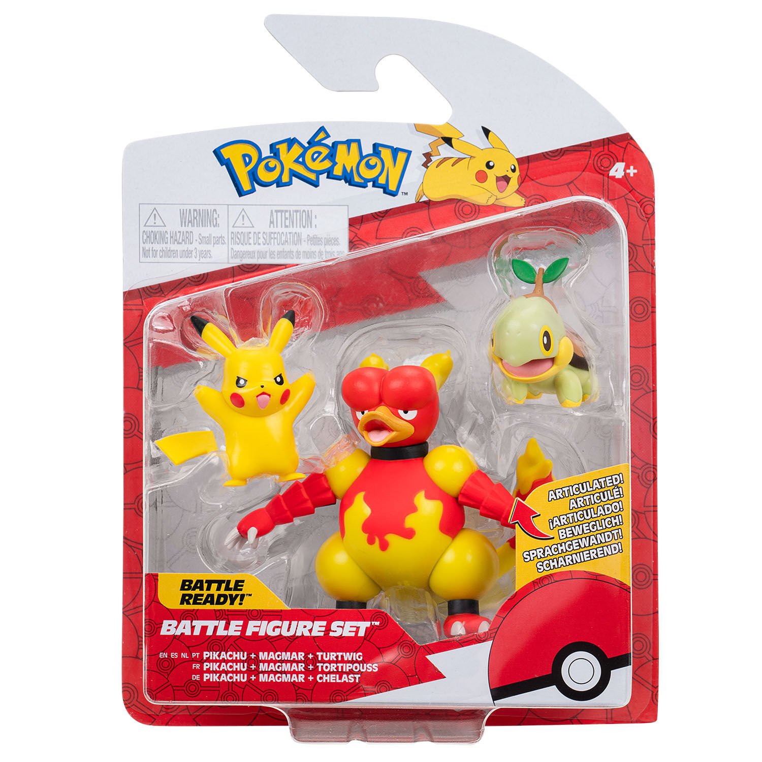 Pokemon Battle 3'lü Figür Seti Seri 13 - Pikachu + Magmar + Turtw