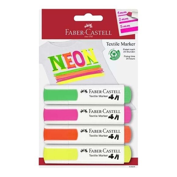 Faber Castell Tekstil Markörü Neon Renk 4’lü 159591