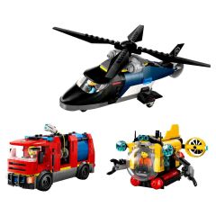 LEGO City Helikopter İtfaiye Kamyonu ve Denizaltı Karışımı Oyuncak Yapım Seti 60462