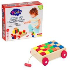 PLAYWOOD AHŞAP RENKLİ KÜP BLOK ARABA