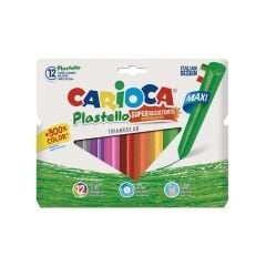 Carioca Plastello Jumbo Üçgen Yıkanabilir Pastel Boya Kalemi 12'li 42671