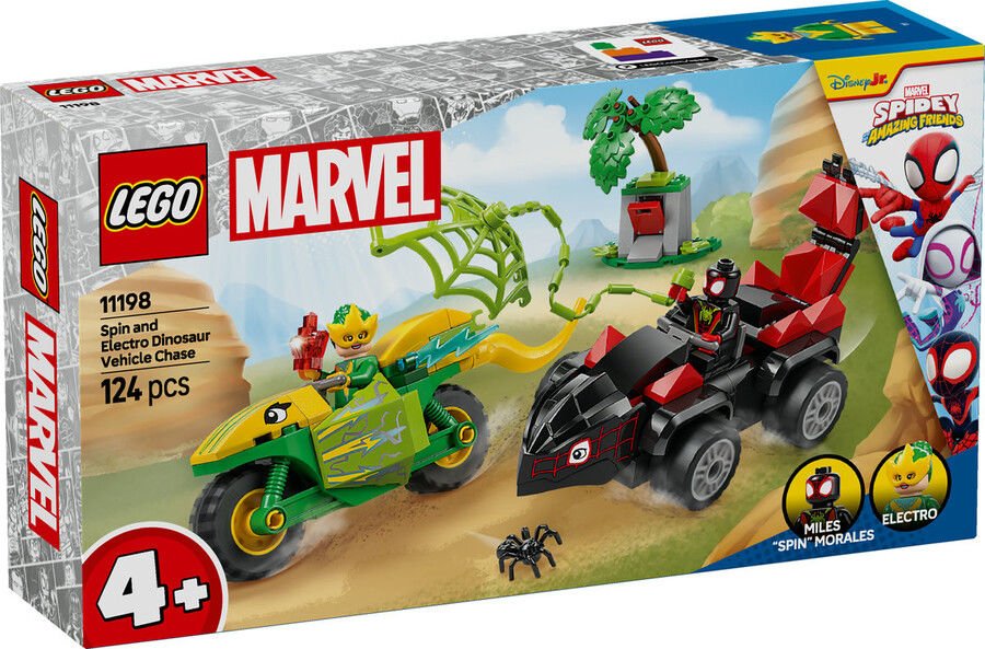 LEGO Marvel Spidey ve İnanılmaz Arkadaşları Spin ve Electro Dinozor Aracı Takibi 11198