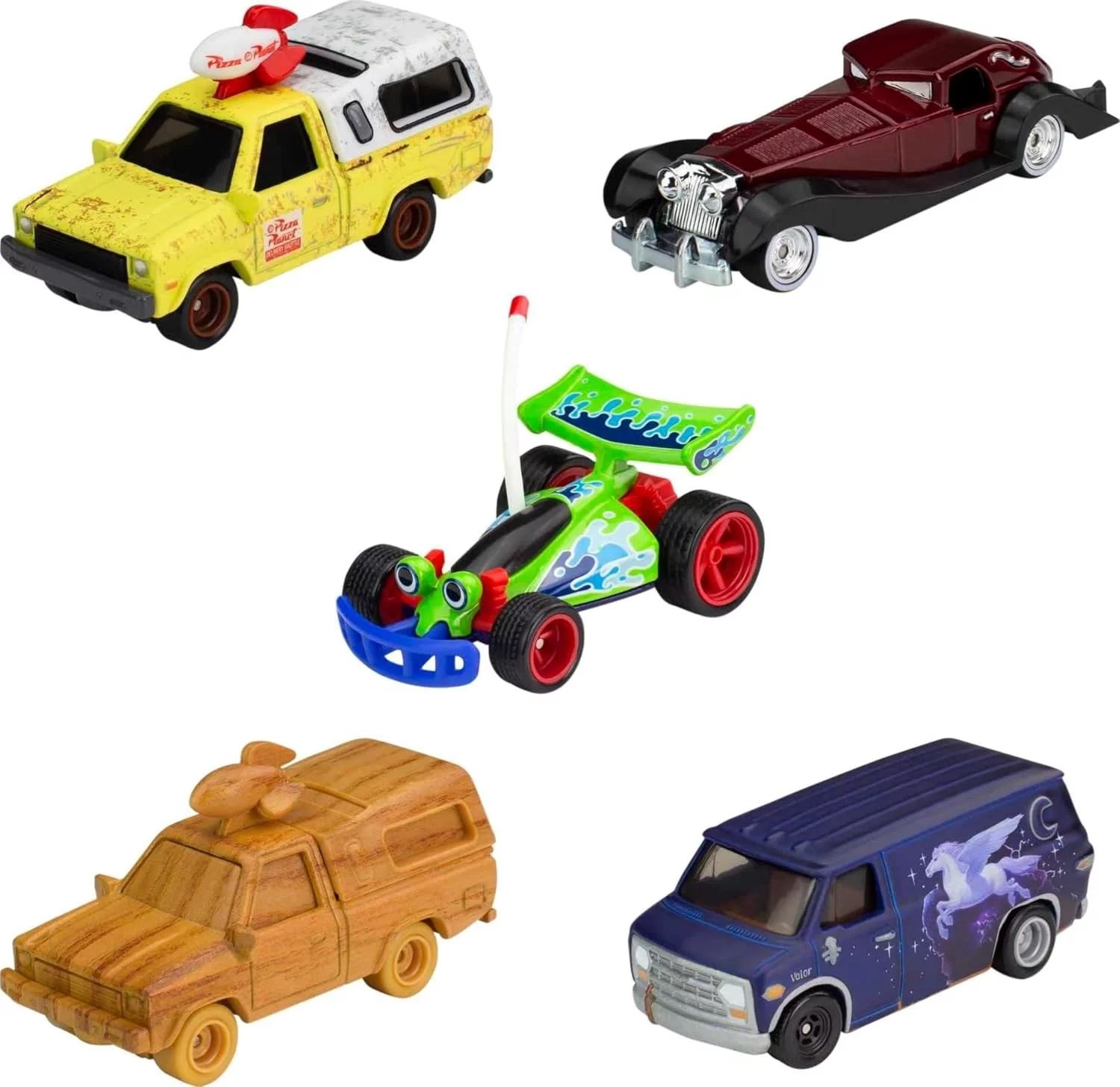 Hot Wheels Disney 100 Premium HKF06 Guinevere Van Pizza Planet Kamyonu RC ve Cruella De Vil Pres 5'li Paket