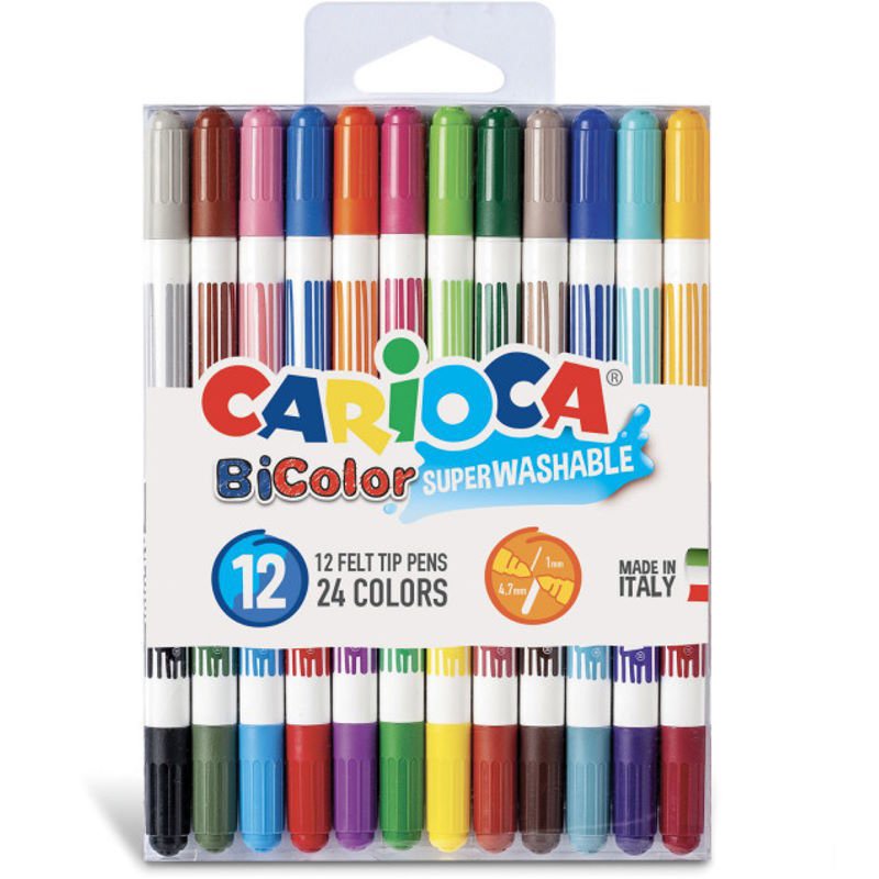 CARİOCA BİCOLOR YIKANABİLİR KEÇELİ KALEM İKİLİ 12Li