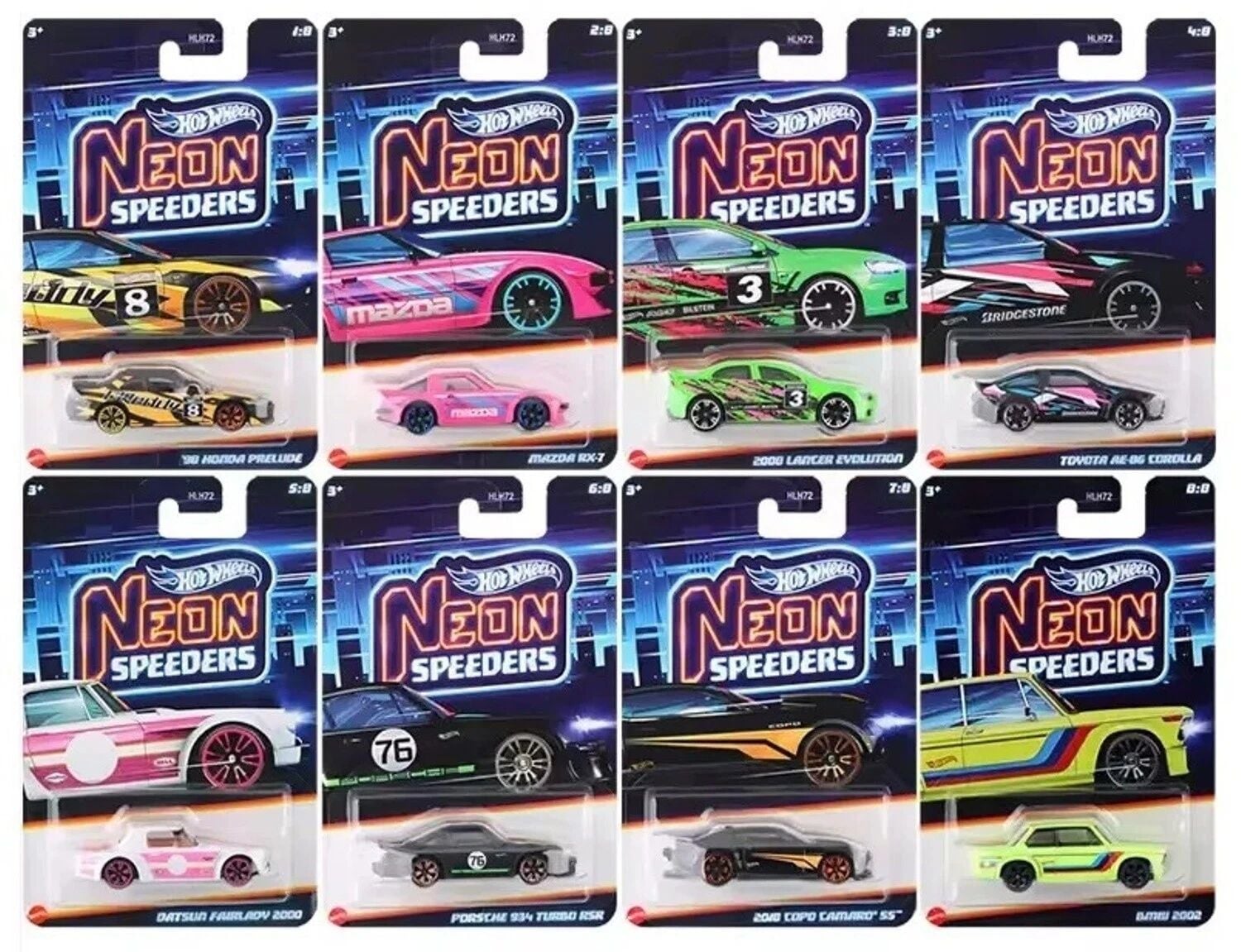 Hot Wheels Neon Speeders Arabalar HLH72 8'li Set