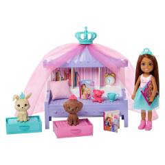 Barbie Prenses Macerası Chelsea Bebek ve Prenses Hikayesi Oyun Seti Sarışın-Evcil Hayvan Şatosu