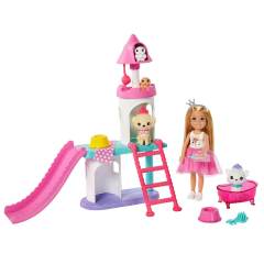 Barbie Prenses Macerası Chelsea Bebek ve Prenses Hikayesi Oyun Seti Sarışın-Evcil Hayvan Şatosu