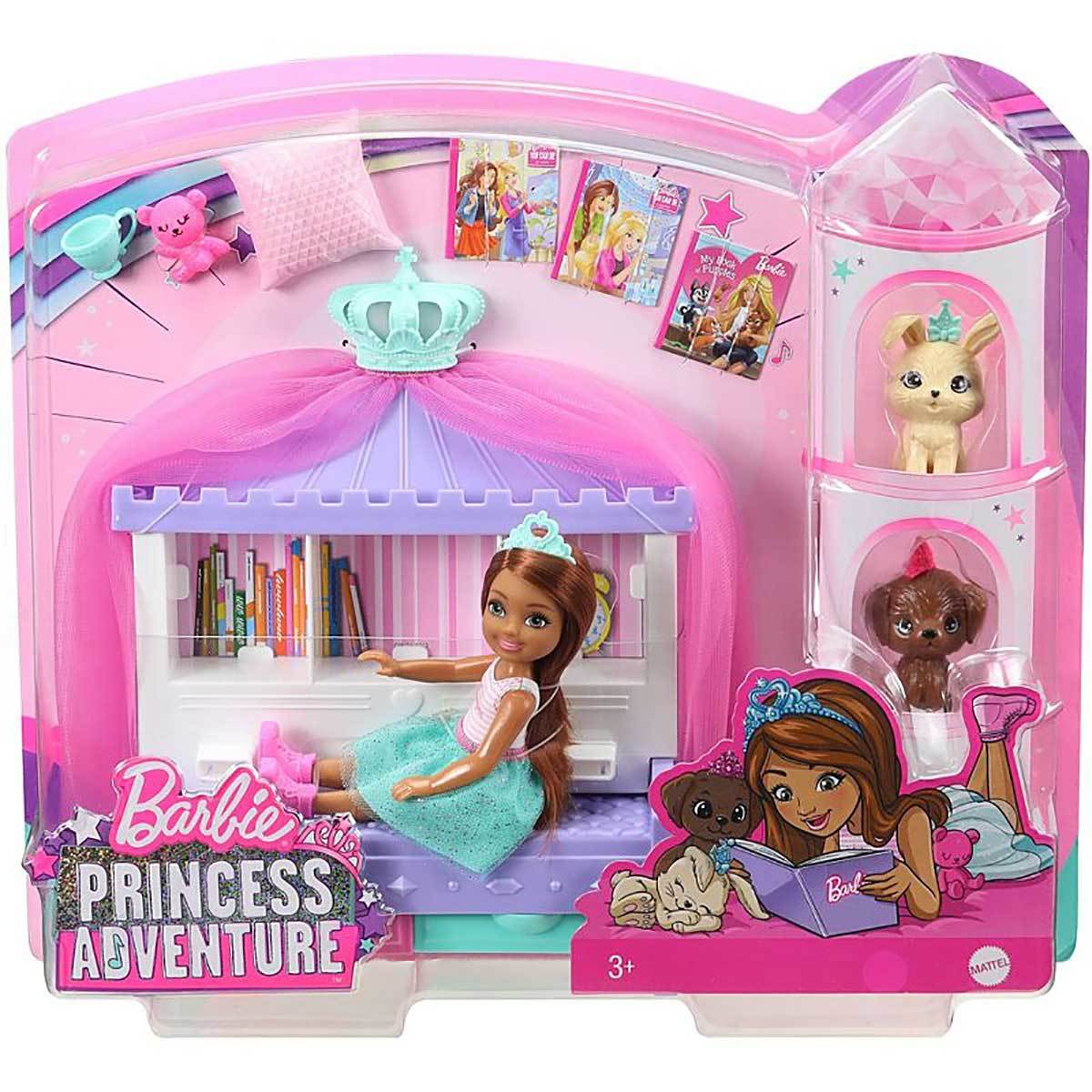 Barbie Prenses Macerası Chelsea Bebek ve Prenses Hikayesi Oyun Seti Sarışın-Evcil Hayvan Şatosu