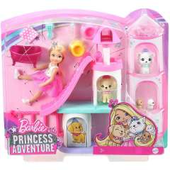 Barbie Prenses Macerası Chelsea Bebek ve Prenses Hikayesi Oyun Seti Sarışın-Evcil Hayvan Şatosu